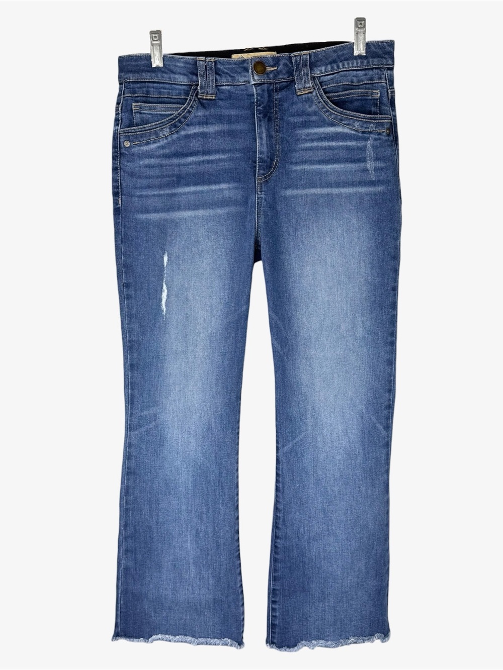 Democracy Ab Technology Dark Wash Cropped Bootcut Jeans 8 Raw Hem Tummy Control